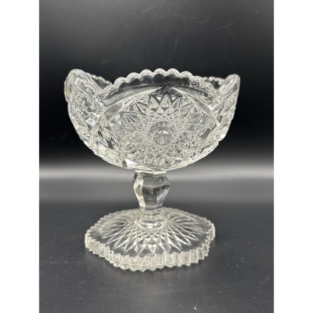 Antique EAPG Indiana Glass "Oval Star" Miniature Toy Punch Bowl - c. 1910